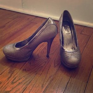 Baby Phat stacked glitter heels